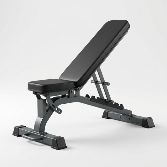 Illustrative adjustable weight bench on a light studio background