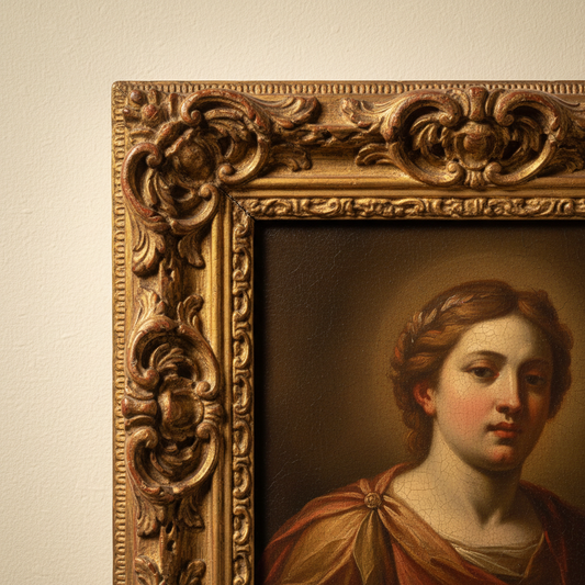 Verdant Reverie — antique oil painting in ornate gilded frame