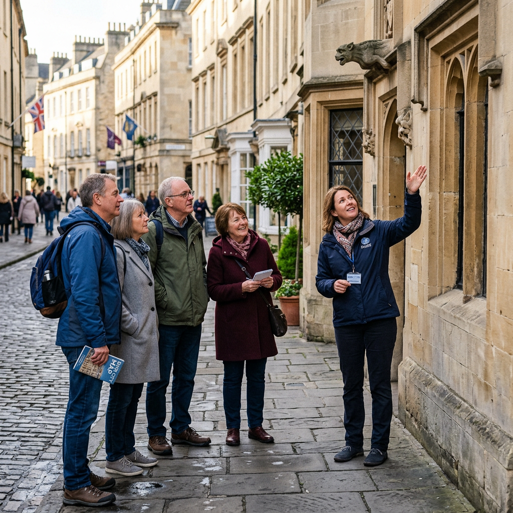 Illustrative local guide leading a private city walking tour