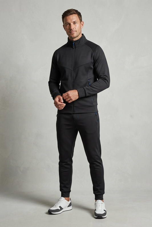 Premium Flux-branded tracksuit on a model